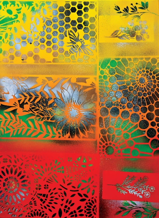 Rainbow Bees 18 x24
